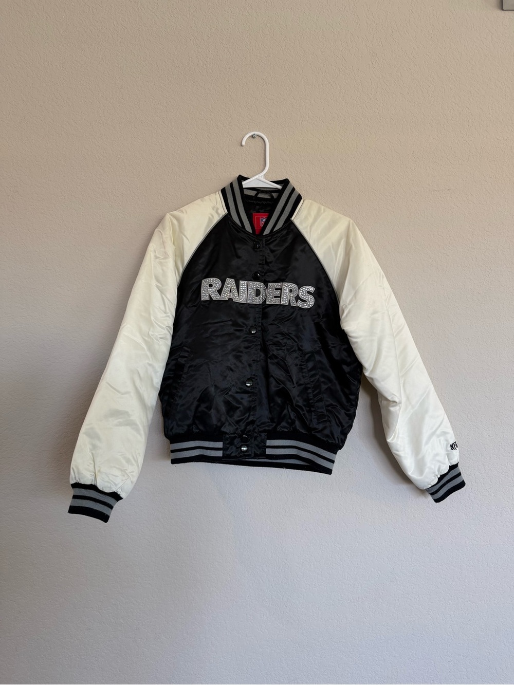 Rare NFL Raiders Embroidered Bomber Jacket